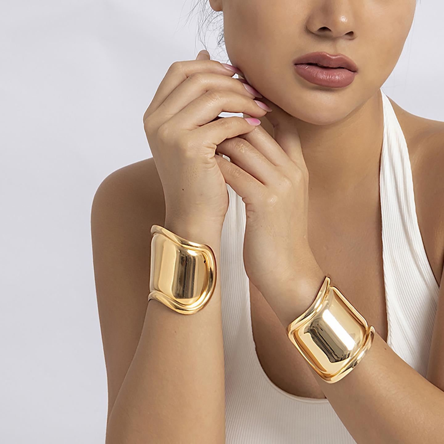 Women Handcrafted Gold-Plated Cuff Bracelet