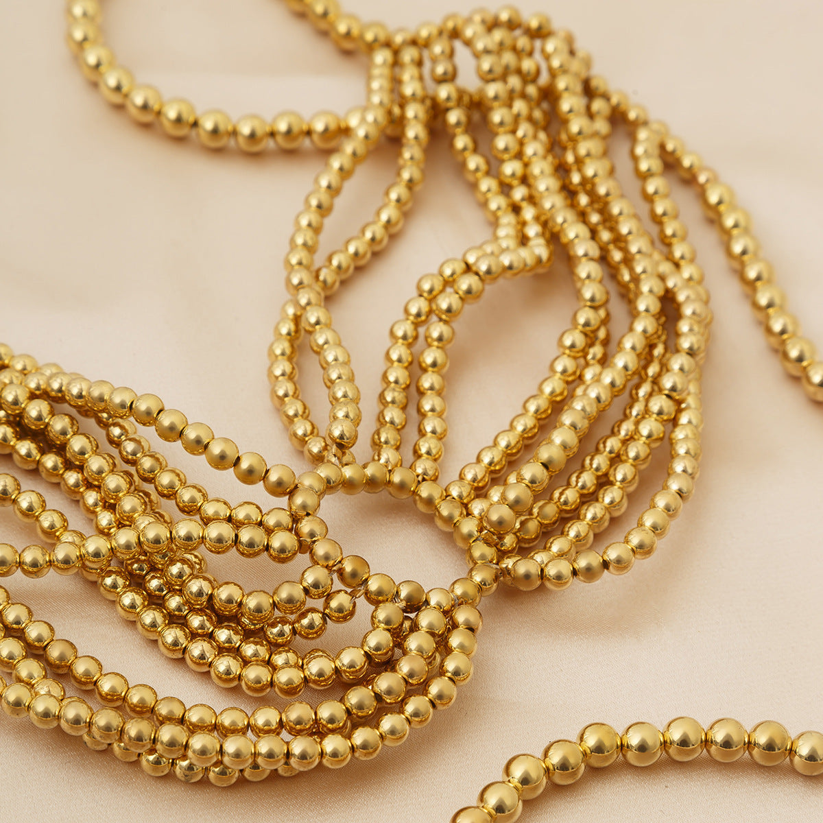 Gold-Plated Artificial Beaded Layered Body Chain