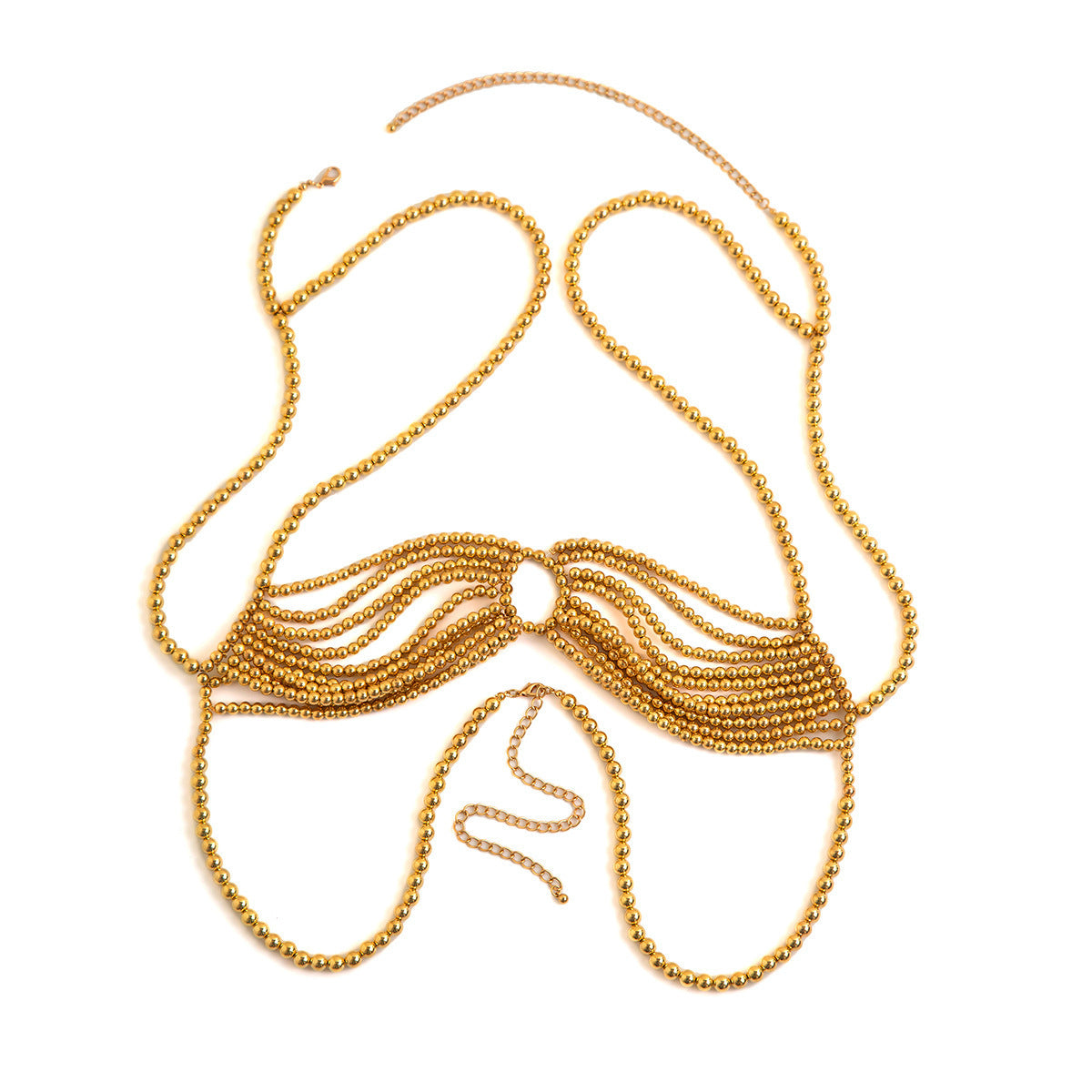 Gold-Plated Artificial Beaded Layered Body Chain