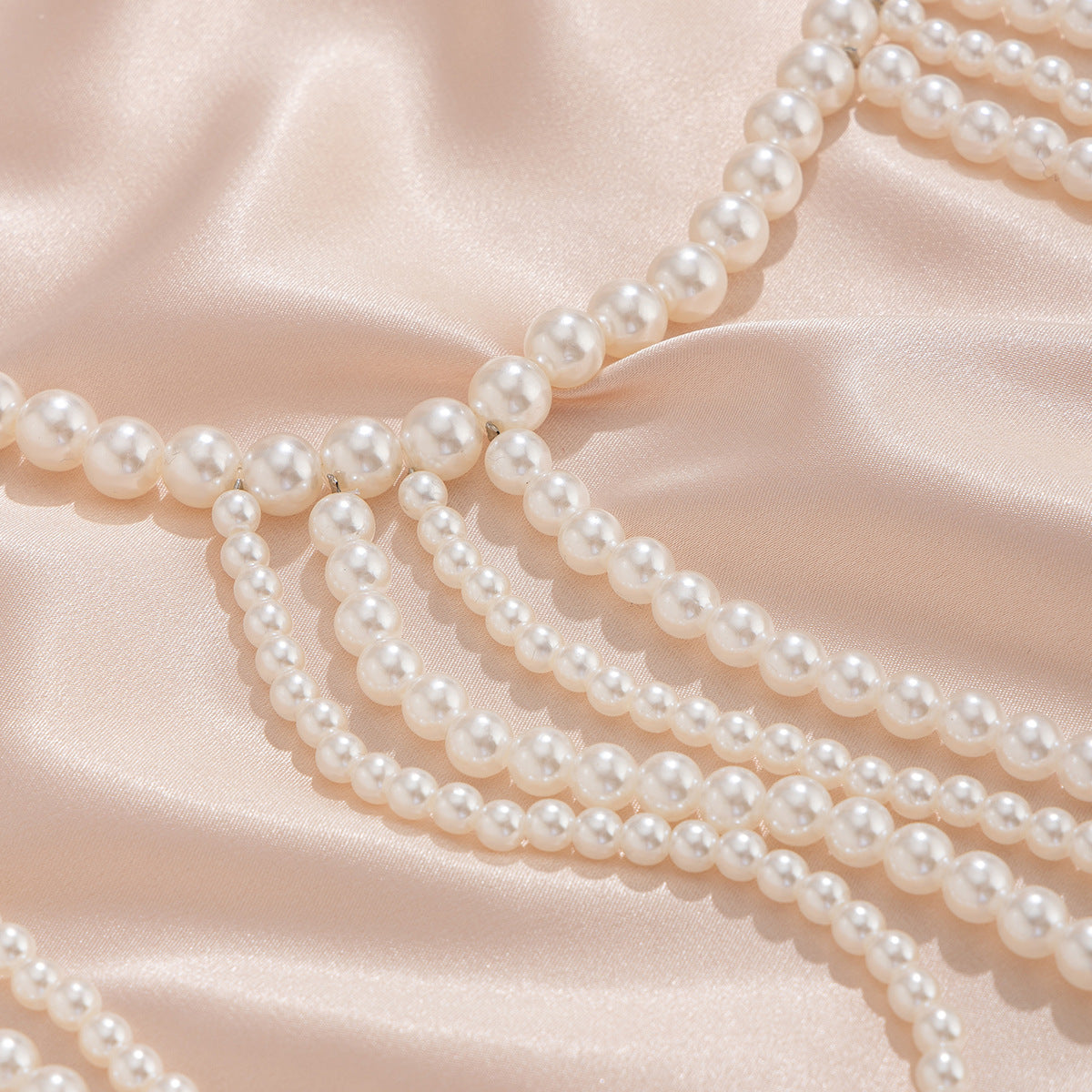 Silver-Plated Artificial Beaded Layered Body Chain