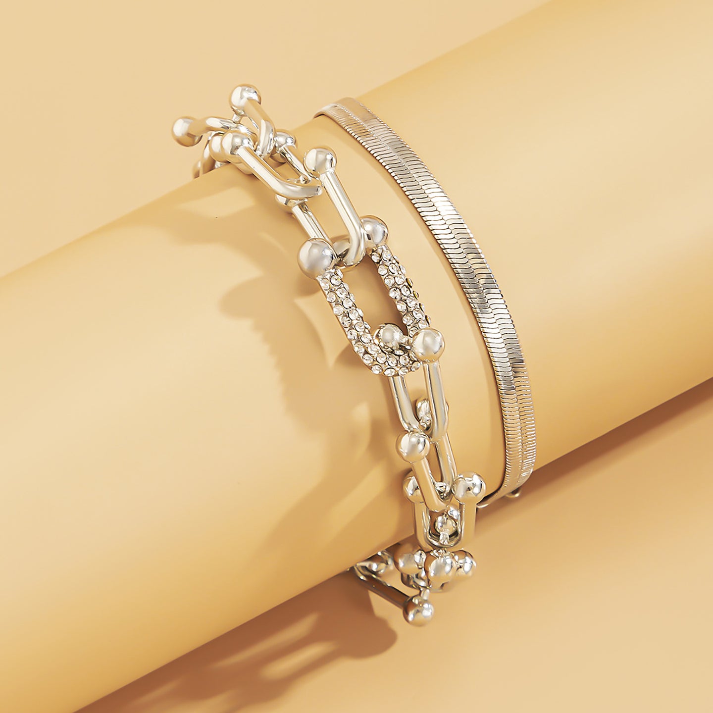 Women 2 Silver-Plated Link Bracelet