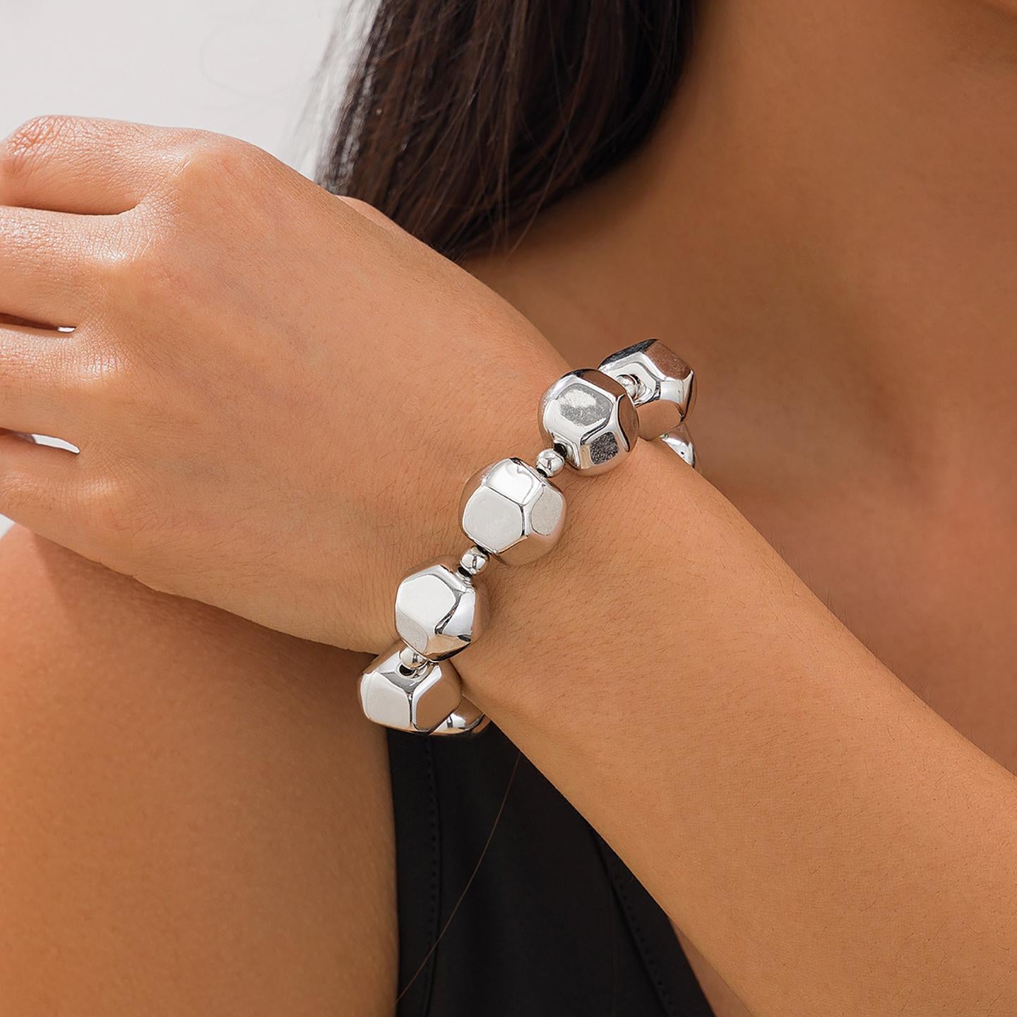 Women Hand Painted Silver-Plated Bracelet