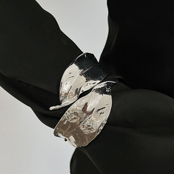 Women Antique Silver-Plated Cuff Bracelet