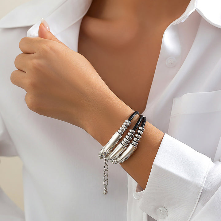 Women Handcrafted Silver-Plated Wraparound Bracelet