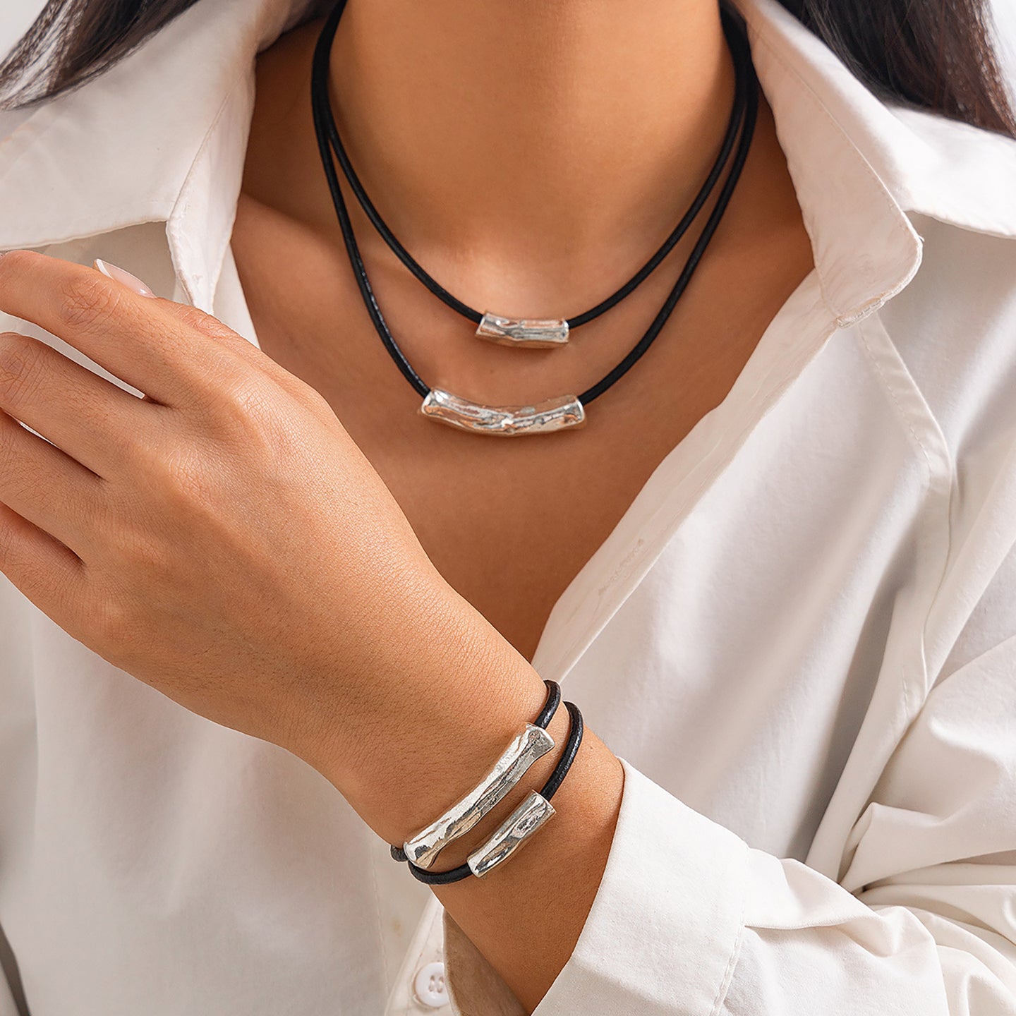 Women Handcrafted Silver-Plated Wraparound Bracelet