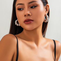 Silver-Plated Oval Chunky Hoop Earrings