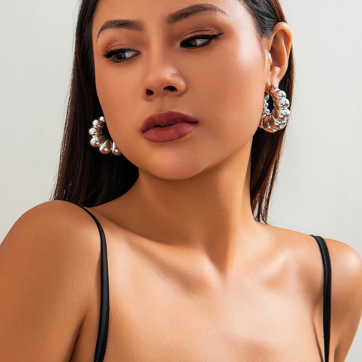 Silver-Plated Oval Chunky Hoop Earrings