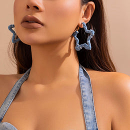 Star Shaped Half Hoop Earrings