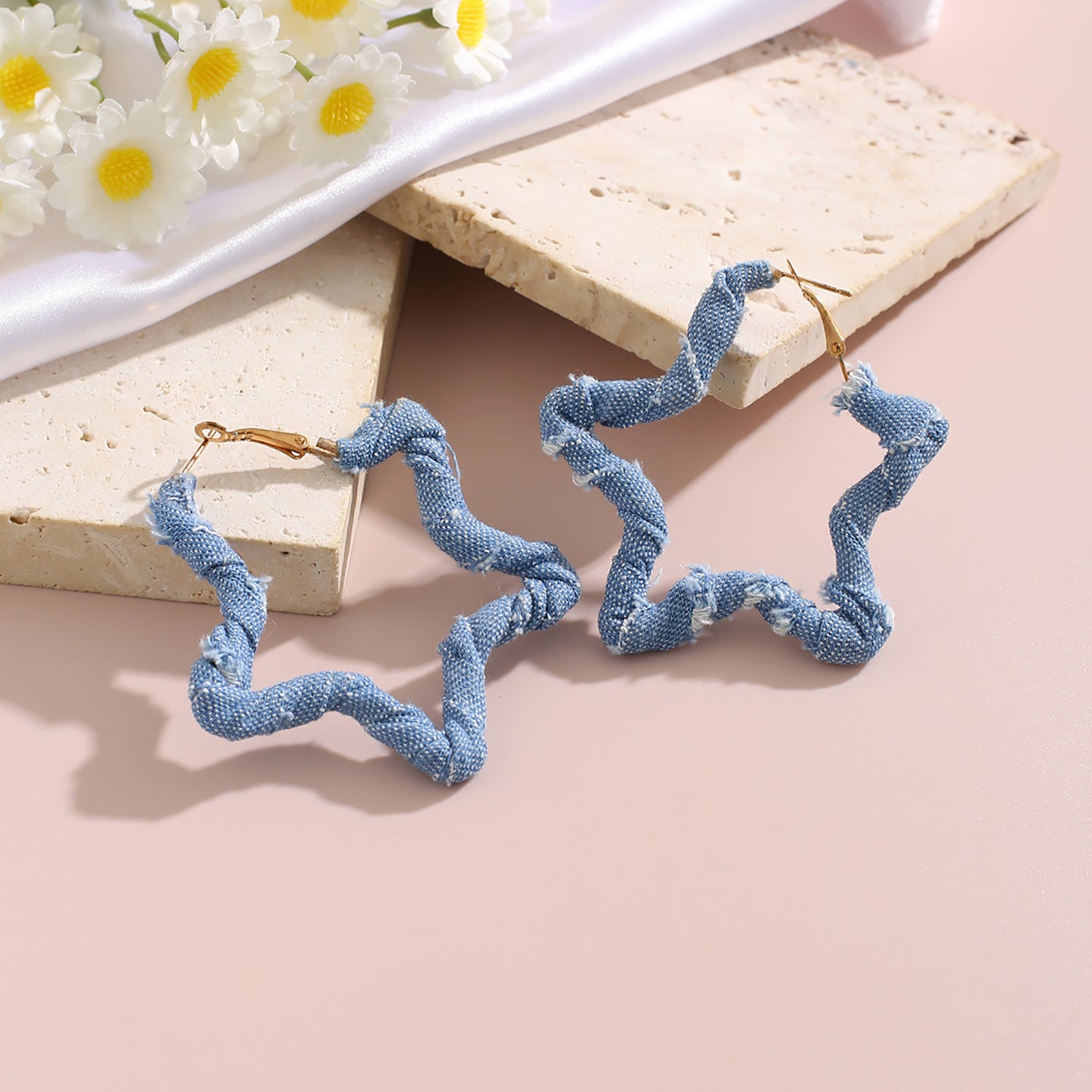 Star Shaped Half Hoop Earrings
