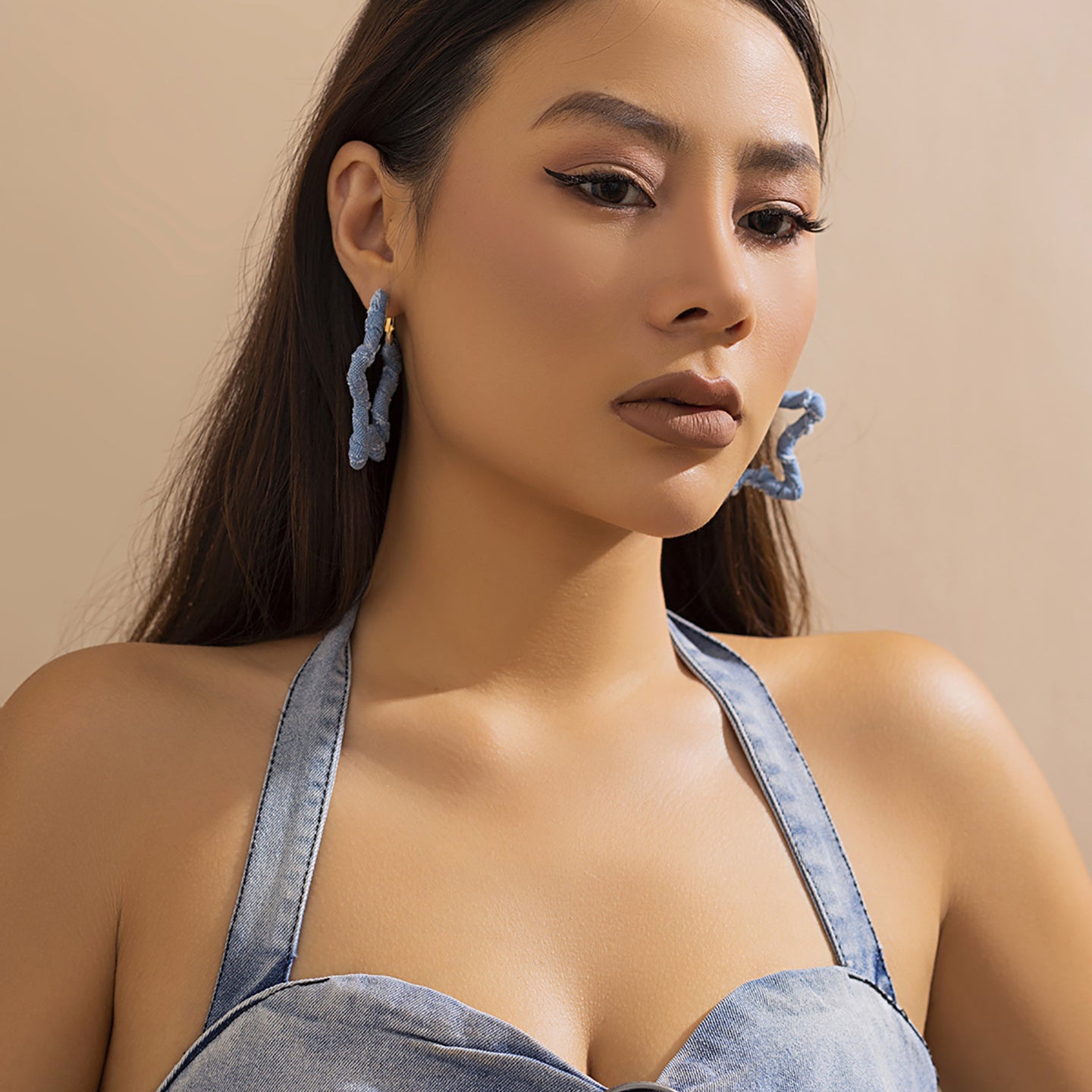 Star Shaped Half Hoop Earrings