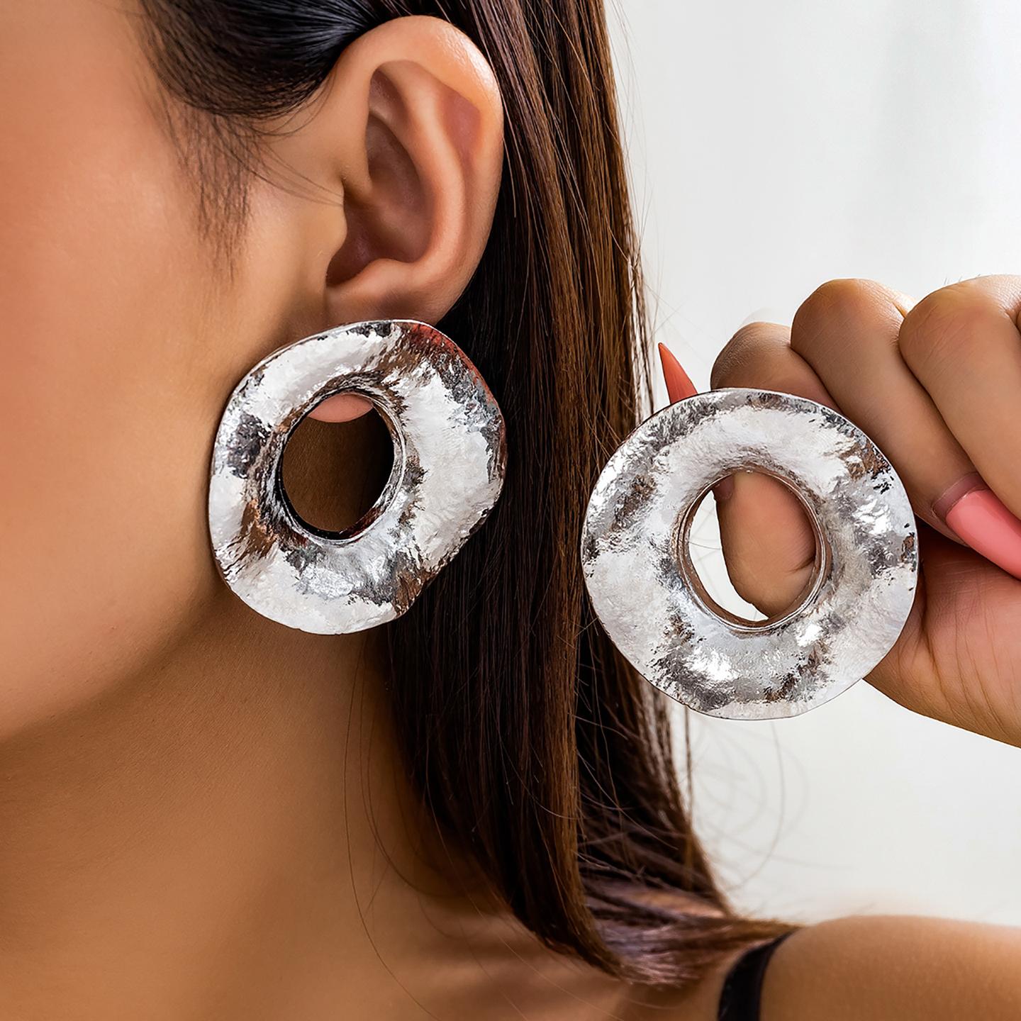 Silver-Plated Oval Studs