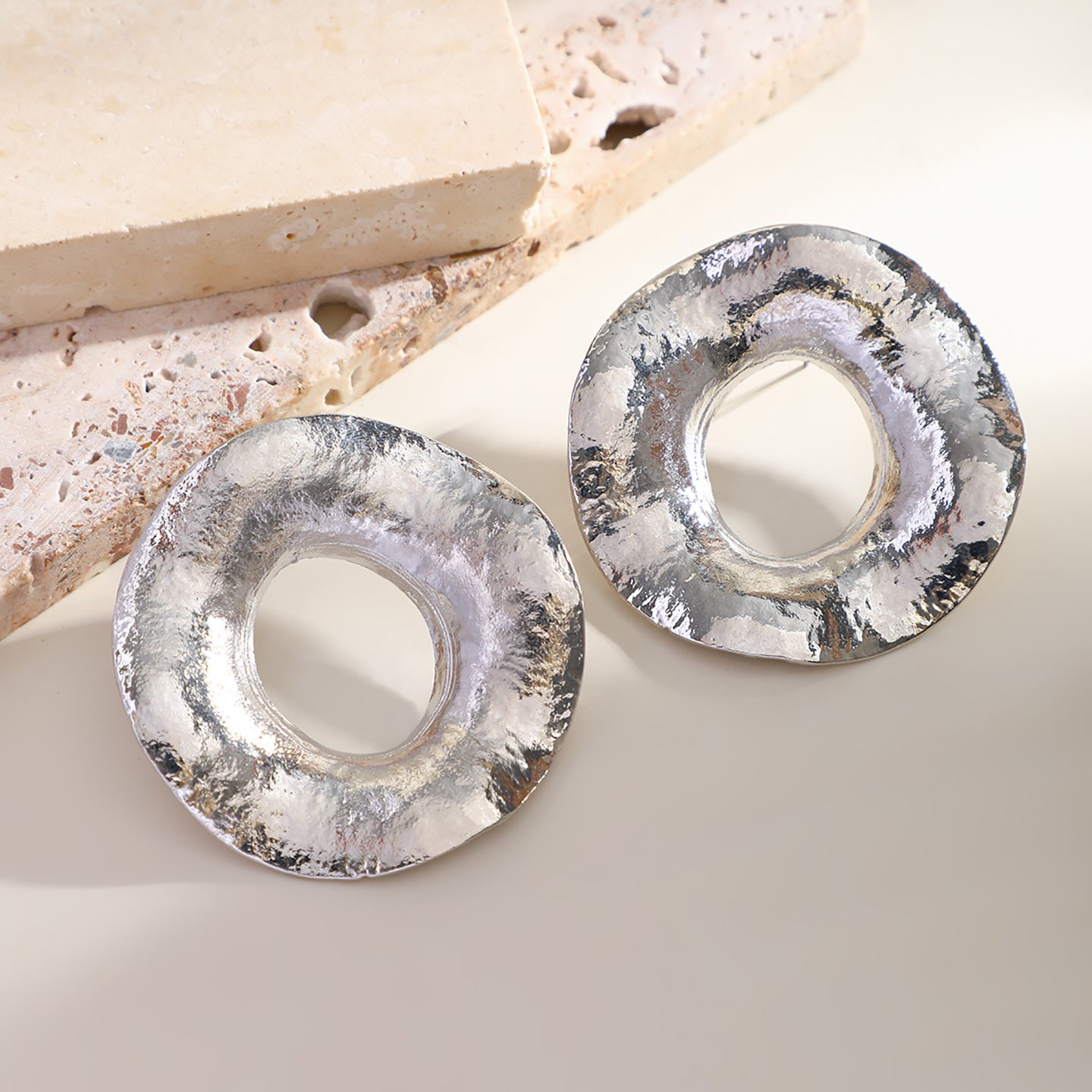 Silver-Plated Oval Studs
