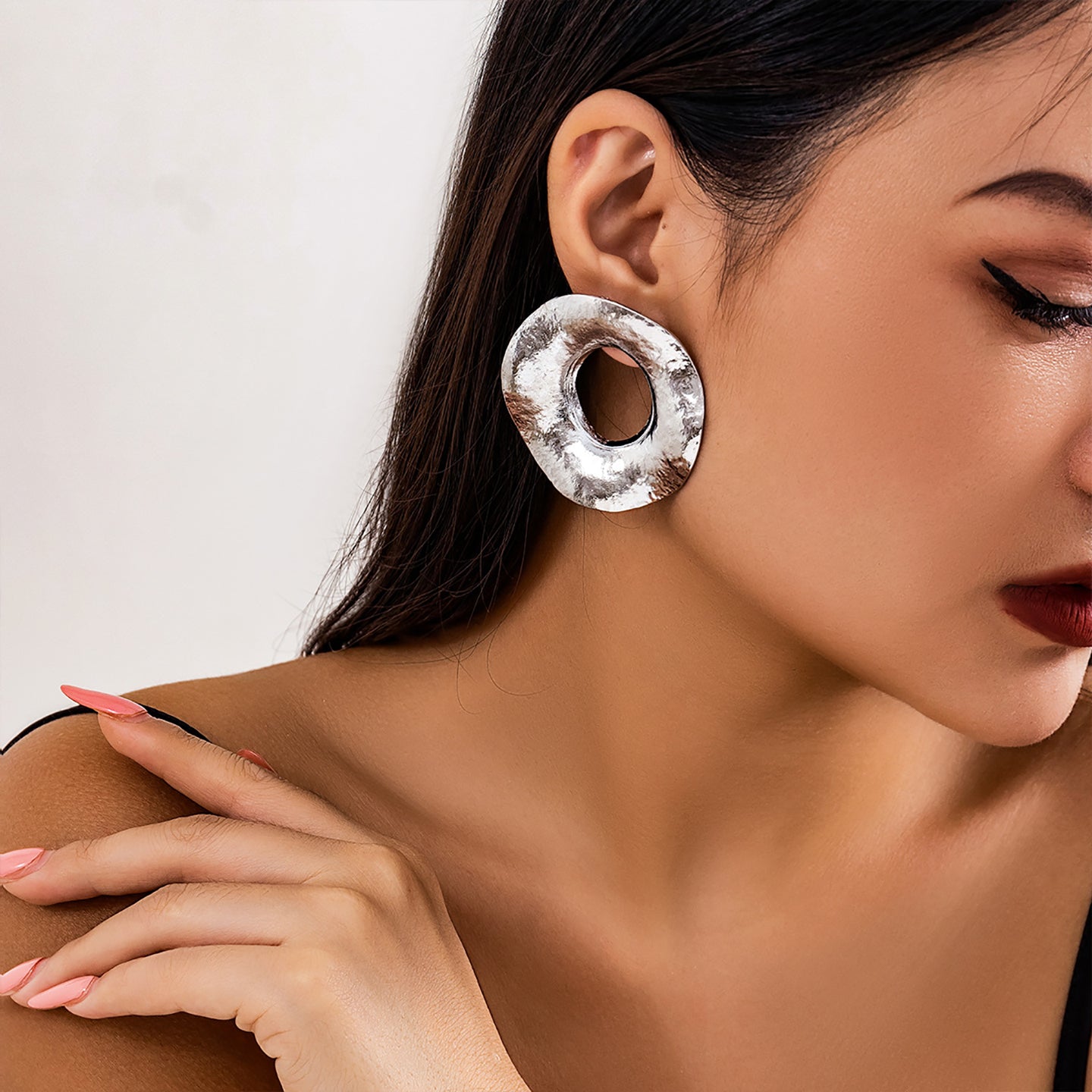Silver-Plated Oval Studs