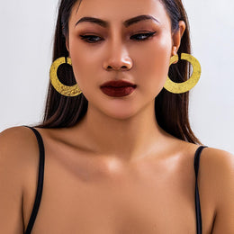 Gold-Plated Oval Shaped Chunky Drop Earrings