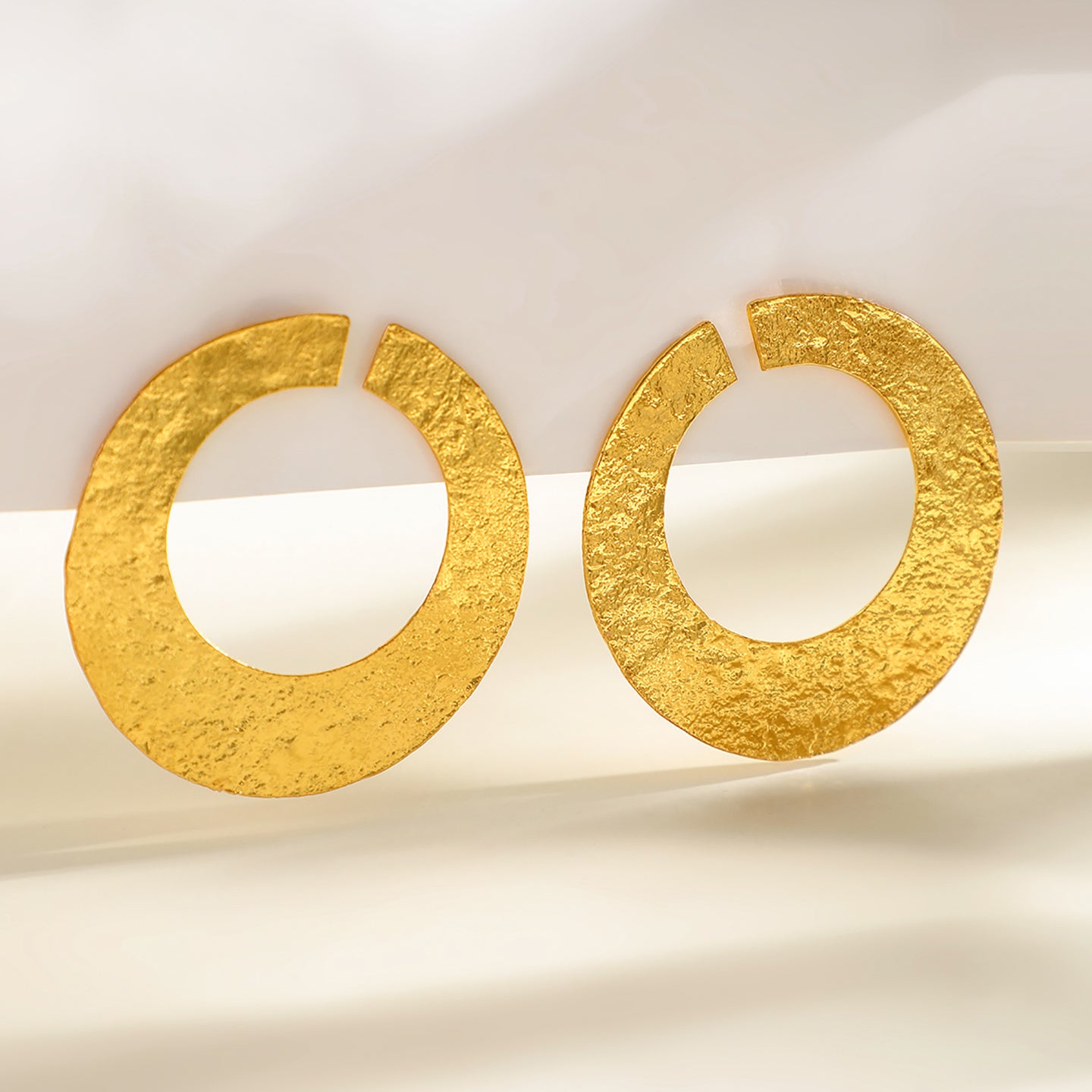 Gold-Plated Oval Shaped Chunky Drop Earrings