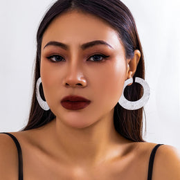 Silver-Plated Oval Studs Earrings