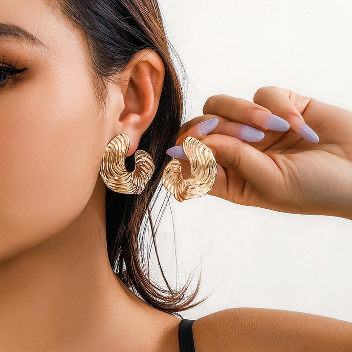 Gold-Plated Oval Drop Earrings