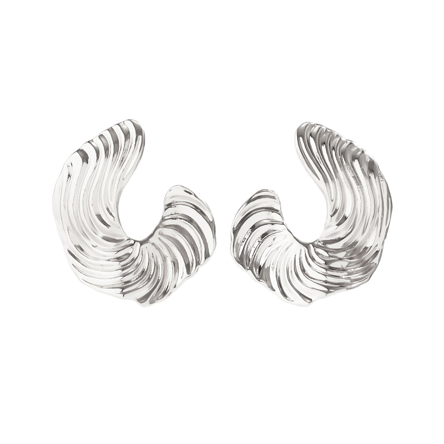 Silver-Plated Oval Chunky Drop Earrings