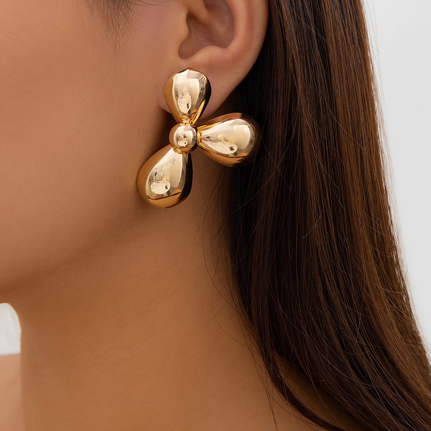 Gold-Plated Floral Chunky Drop Earrings