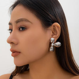 Silver-Plated Floral Chunky Drop Earrings