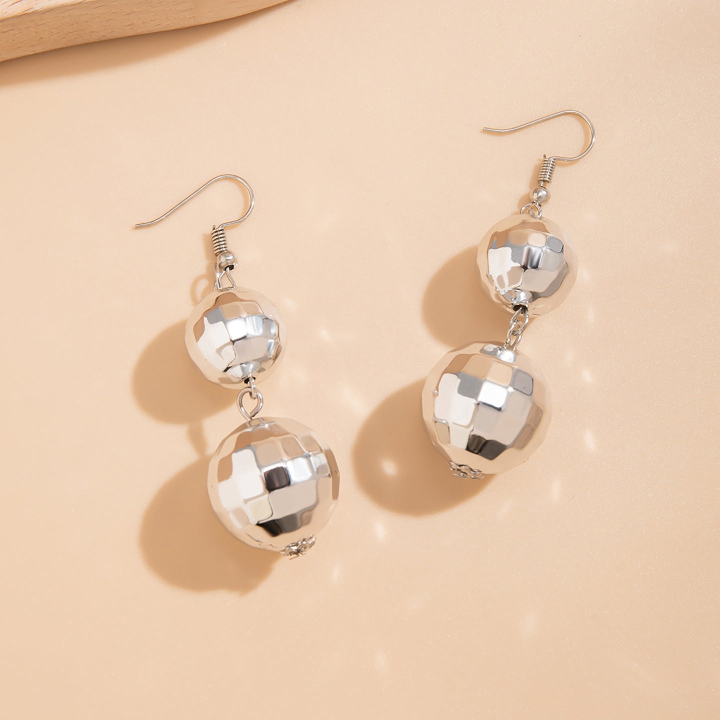 Silver-Plated Spherical Drop Earrings