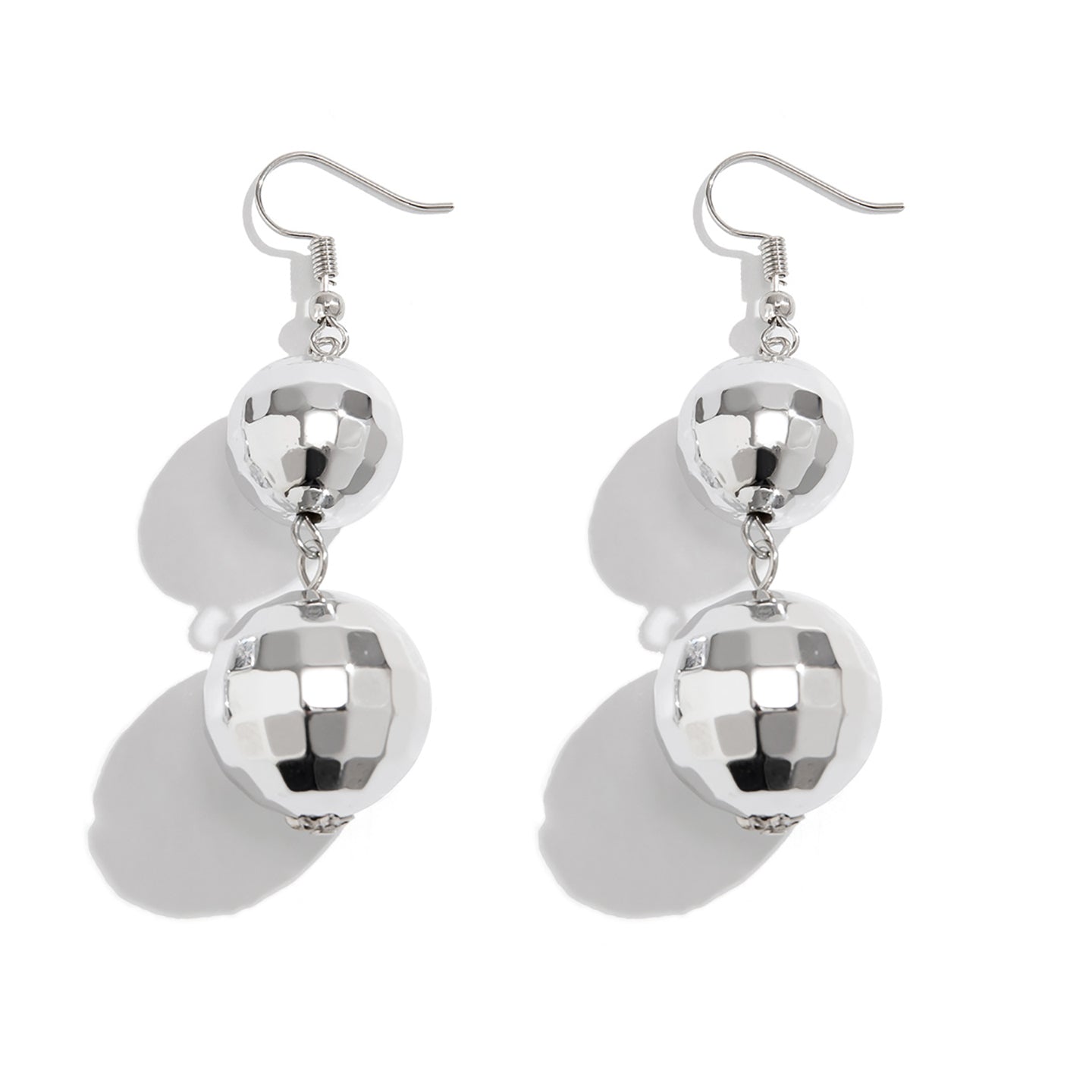 Silver-Plated Spherical Drop Earrings