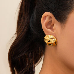 Gold-Plated Oval Studs Earrings