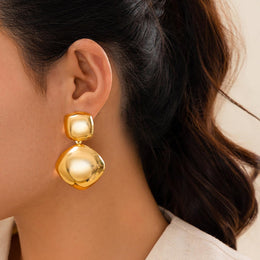Gold-Plated Geometric Drop Earrings