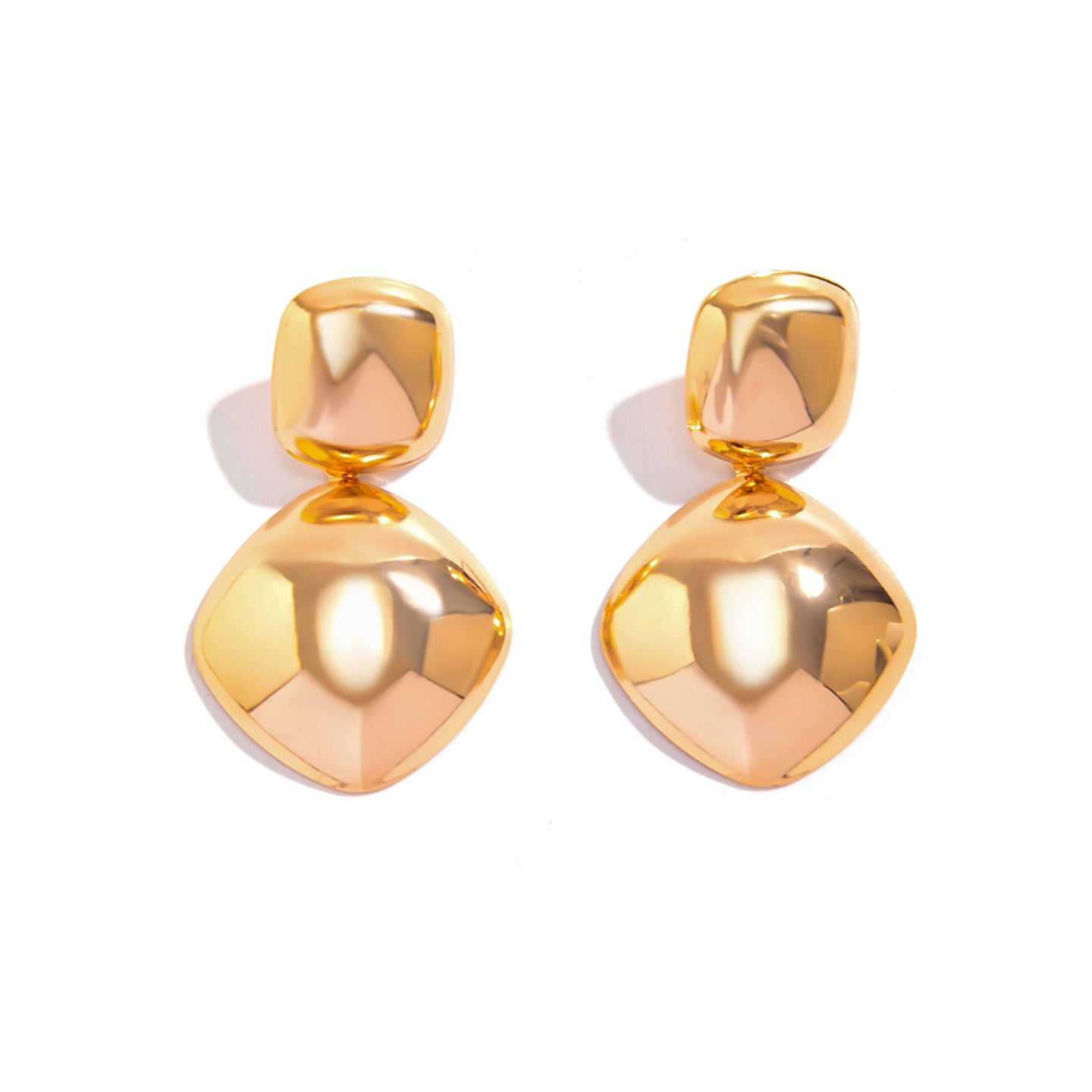 Gold-Plated Geometric Drop Earrings
