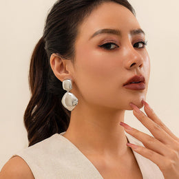 Silver-Plated Geometric Drop Earrings