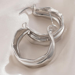 Silver-Plated Contemporary Hoop Earrings