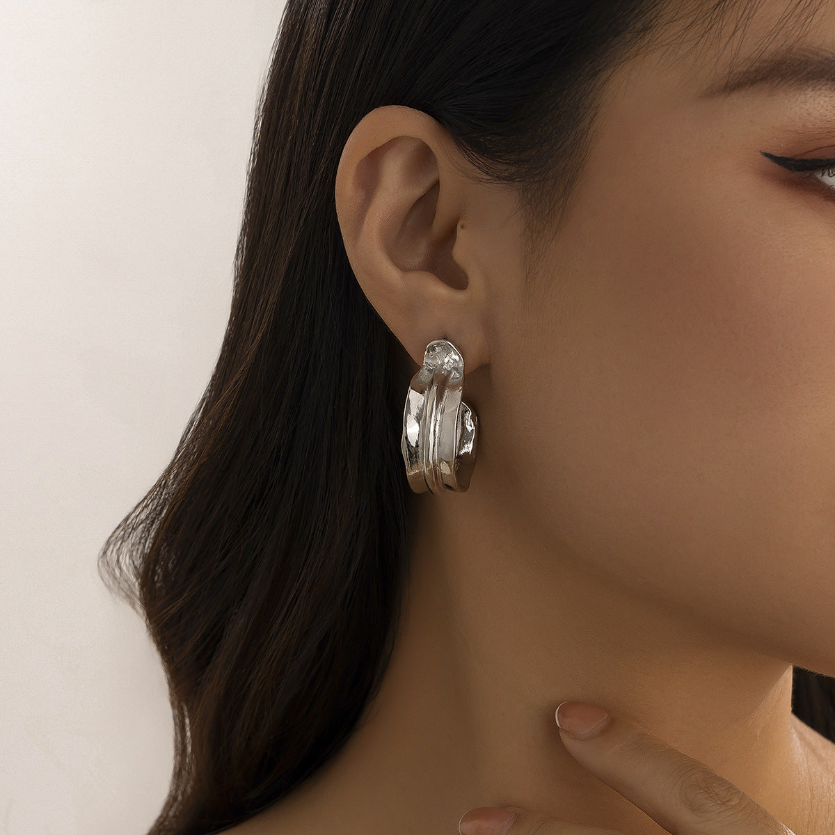 Silver-Plated Contemporary Hoop Earrings