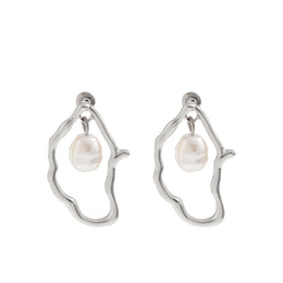 Silver-Plated Pearls Beaded Contemporary Drop Earrings