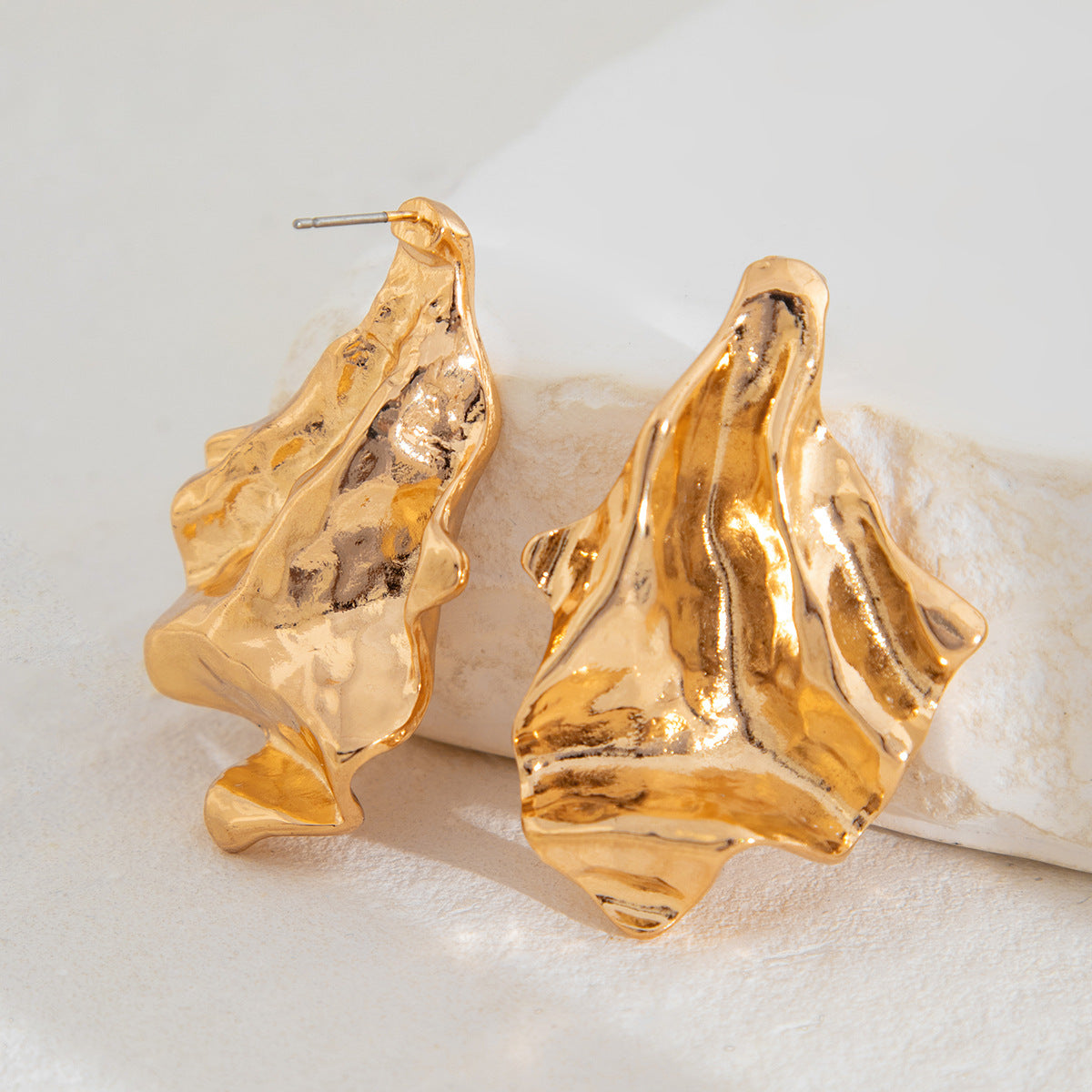 Gold-Plated Contemporary Drop Earrings