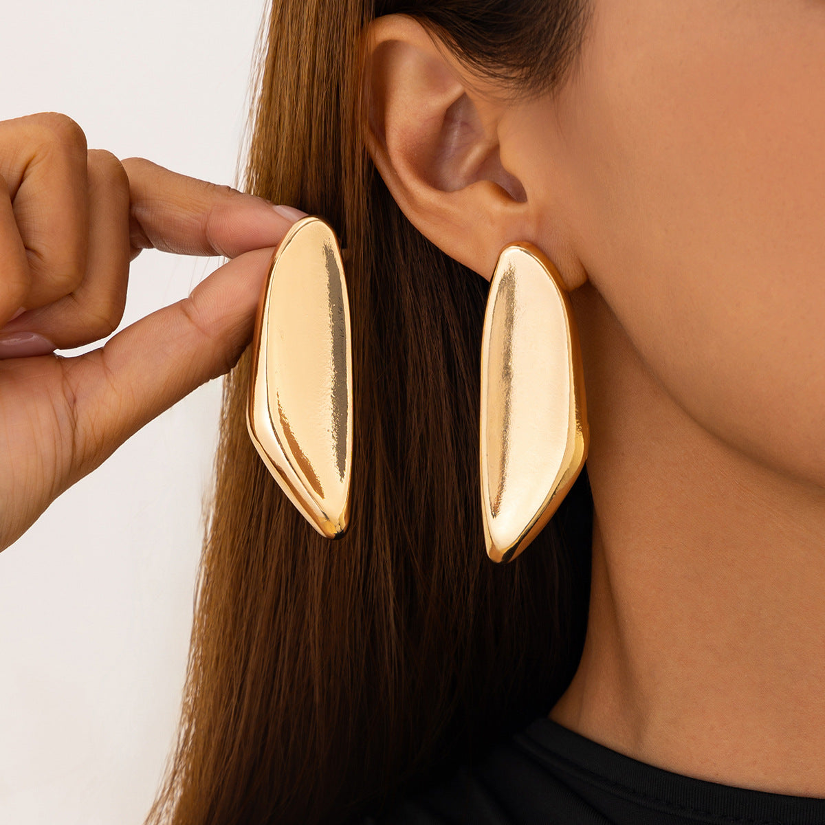 Gold-Plated Contemporary Drop Earrings