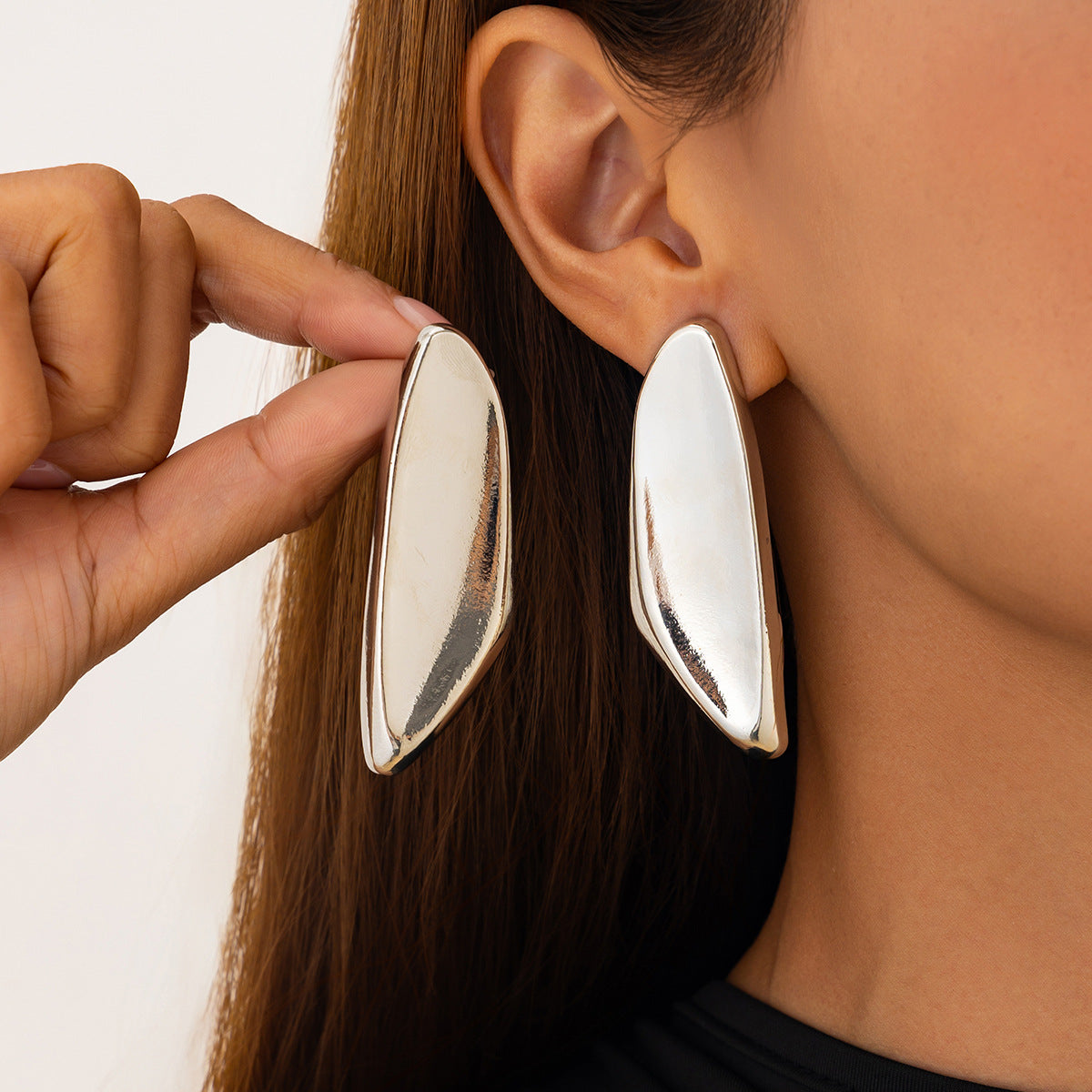 Silver-Plated Contemporary Drop Earrings