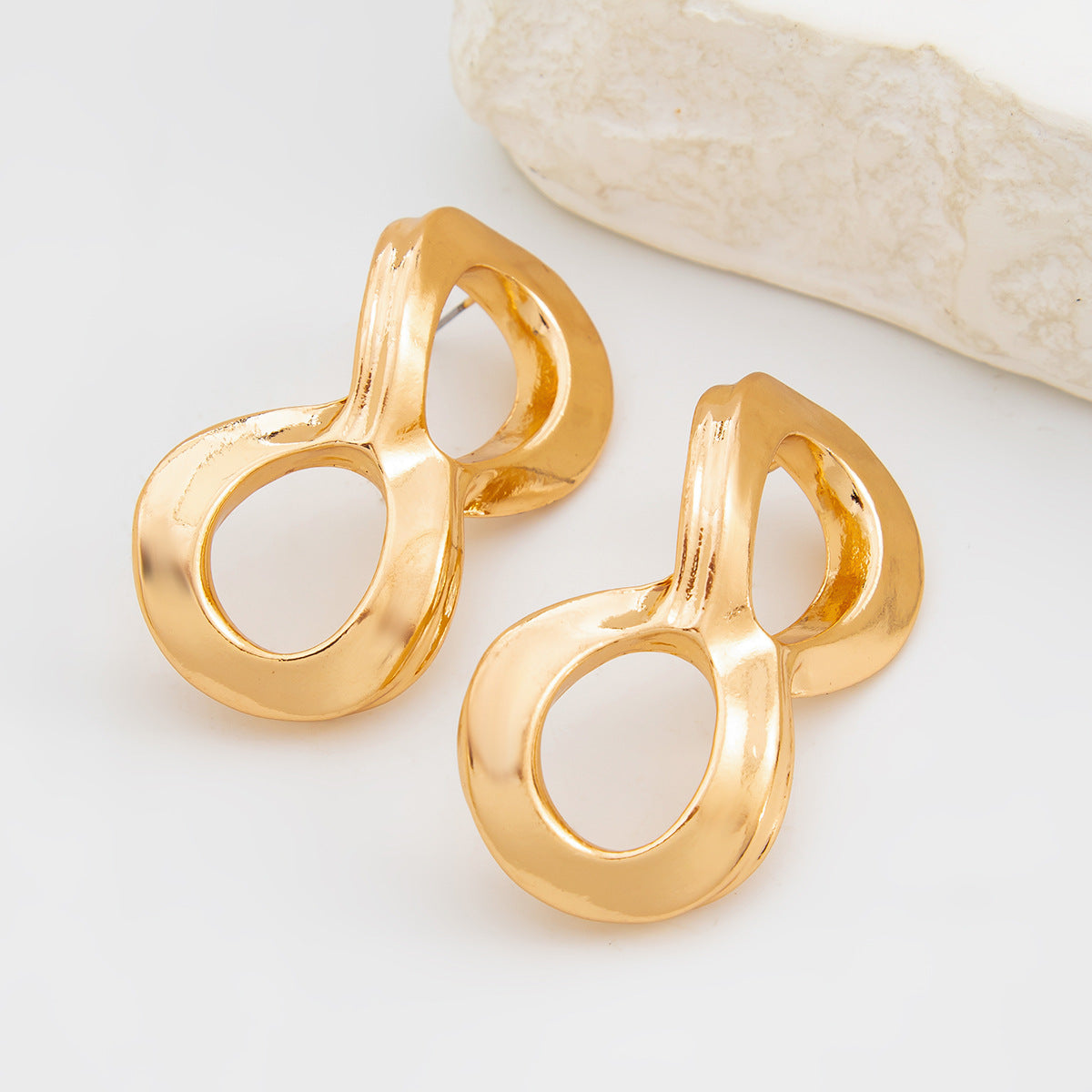 Gold Plated Contemporary Drop Earrings