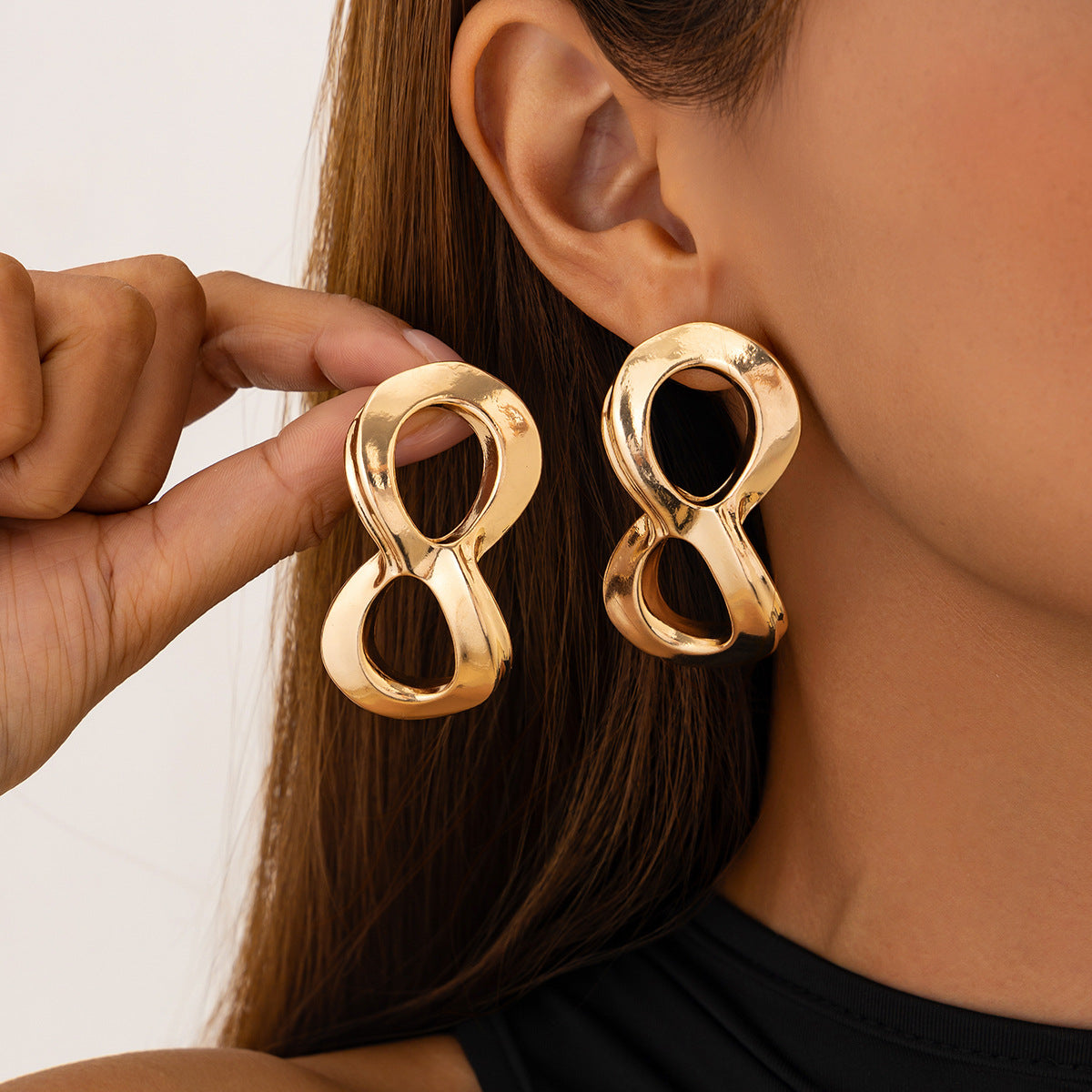 Gold Plated Contemporary Drop Earrings
