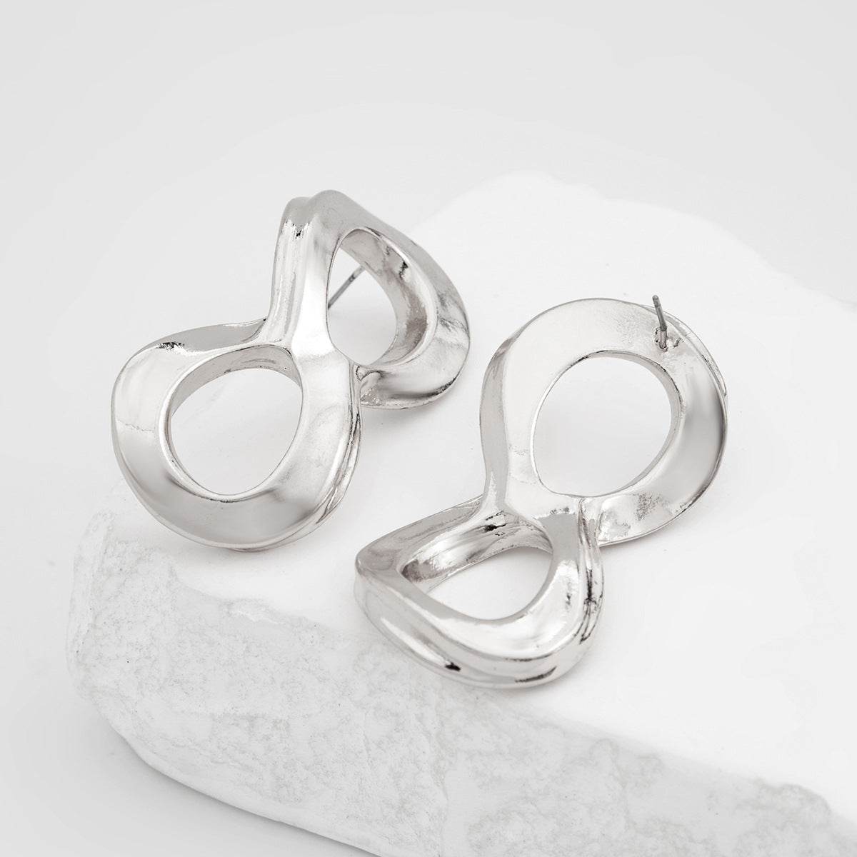 Silver Plated Contemporary Drop Earrings