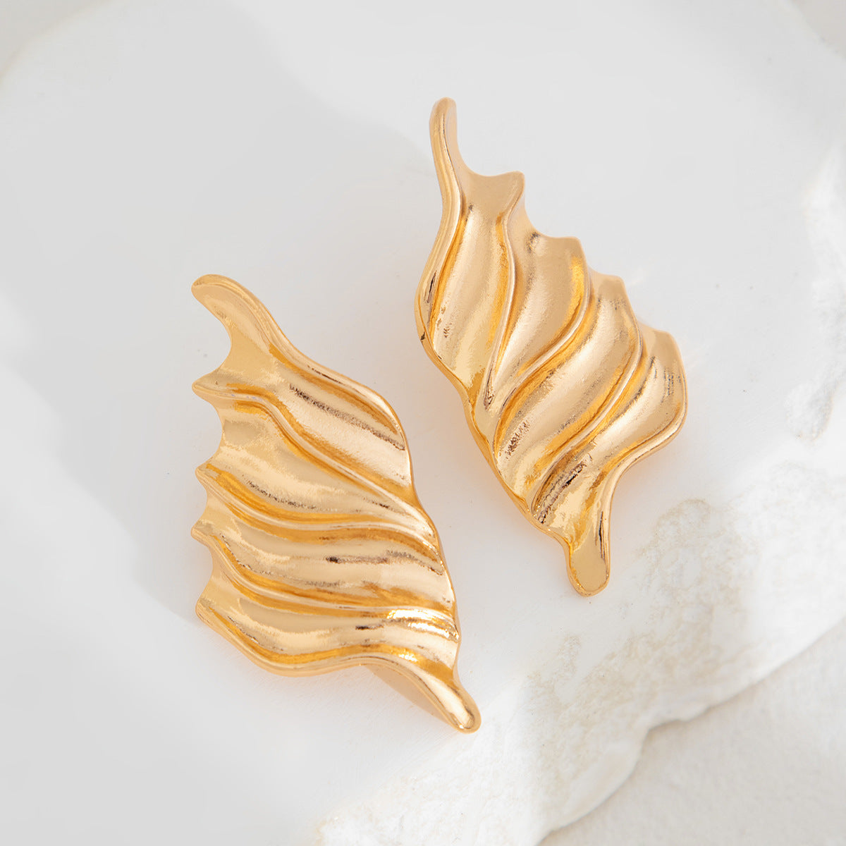 Gold-Plated Leaf Shaped Studs