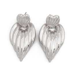 Silver-Plated Heart Shaped Drop Earrings