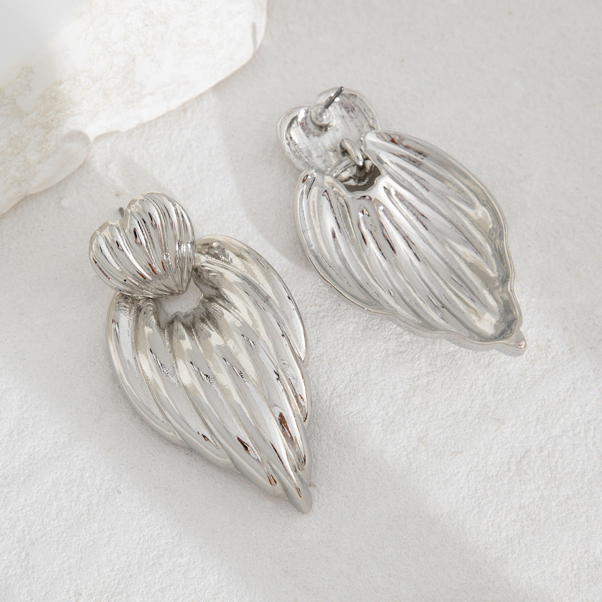 Silver-Plated Heart Shaped Drop Earrings