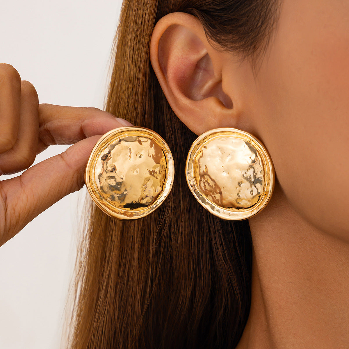 Gold Plated Circular Shaped Drop Earrings