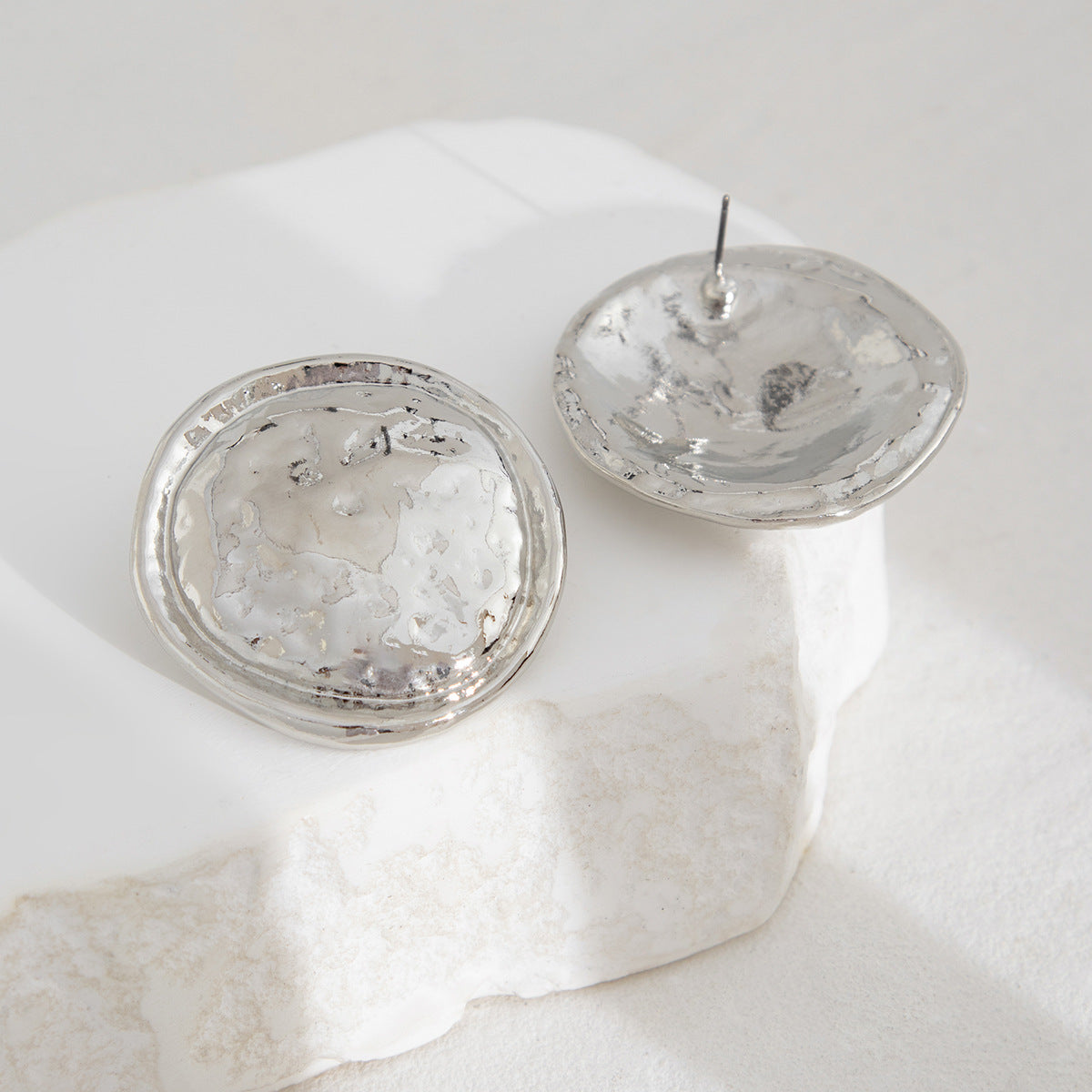 Silver-Plated Circular Shape Studs