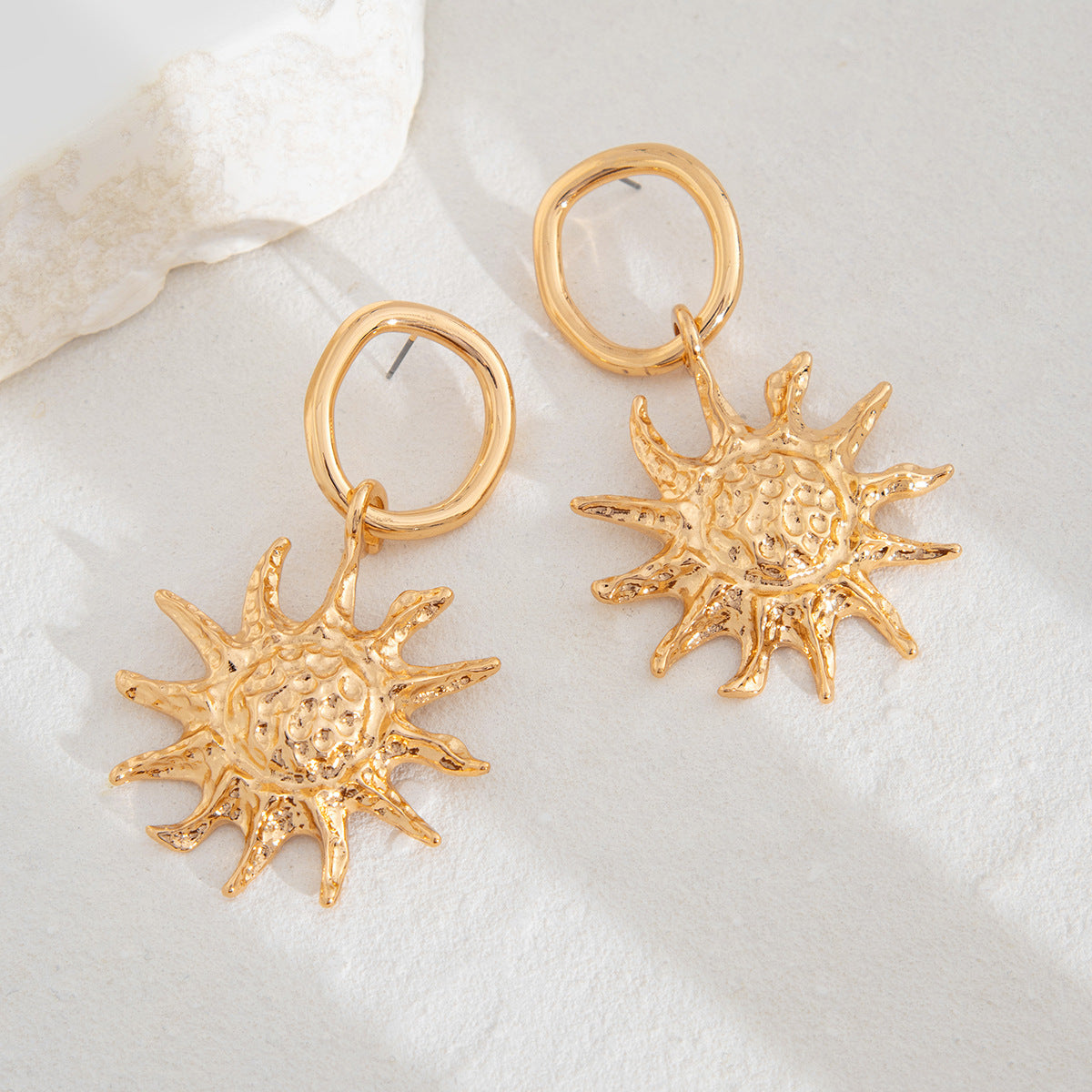 Gold-Plated Contemporary Drop Earrings