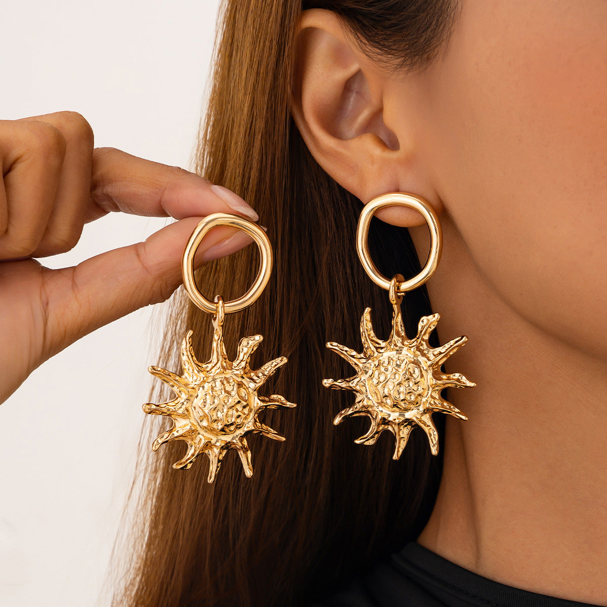 Gold-Plated Contemporary Drop Earrings