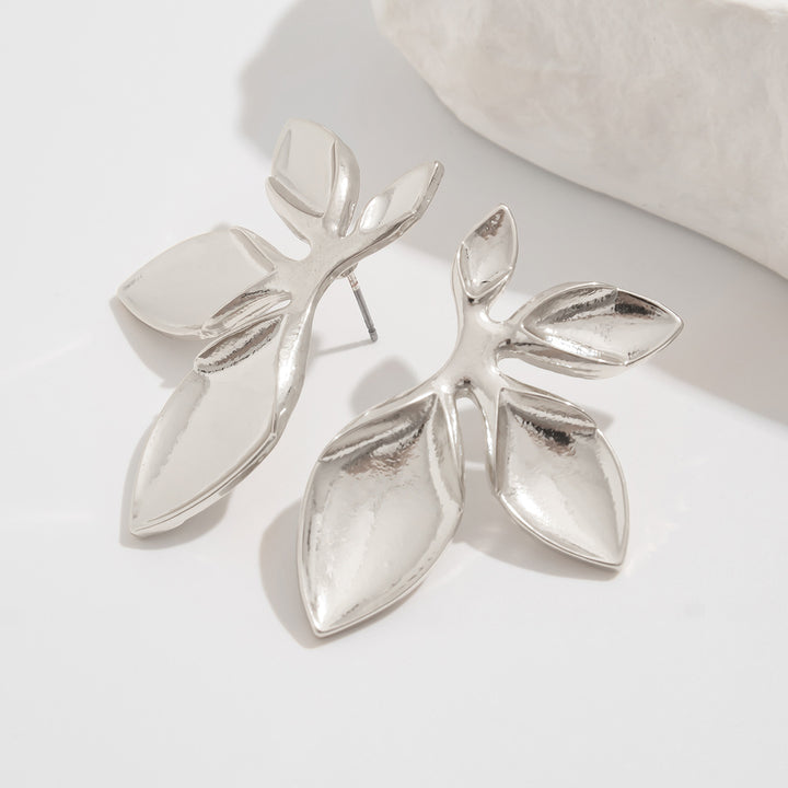 Silver Plated Leaf Shaped Studs