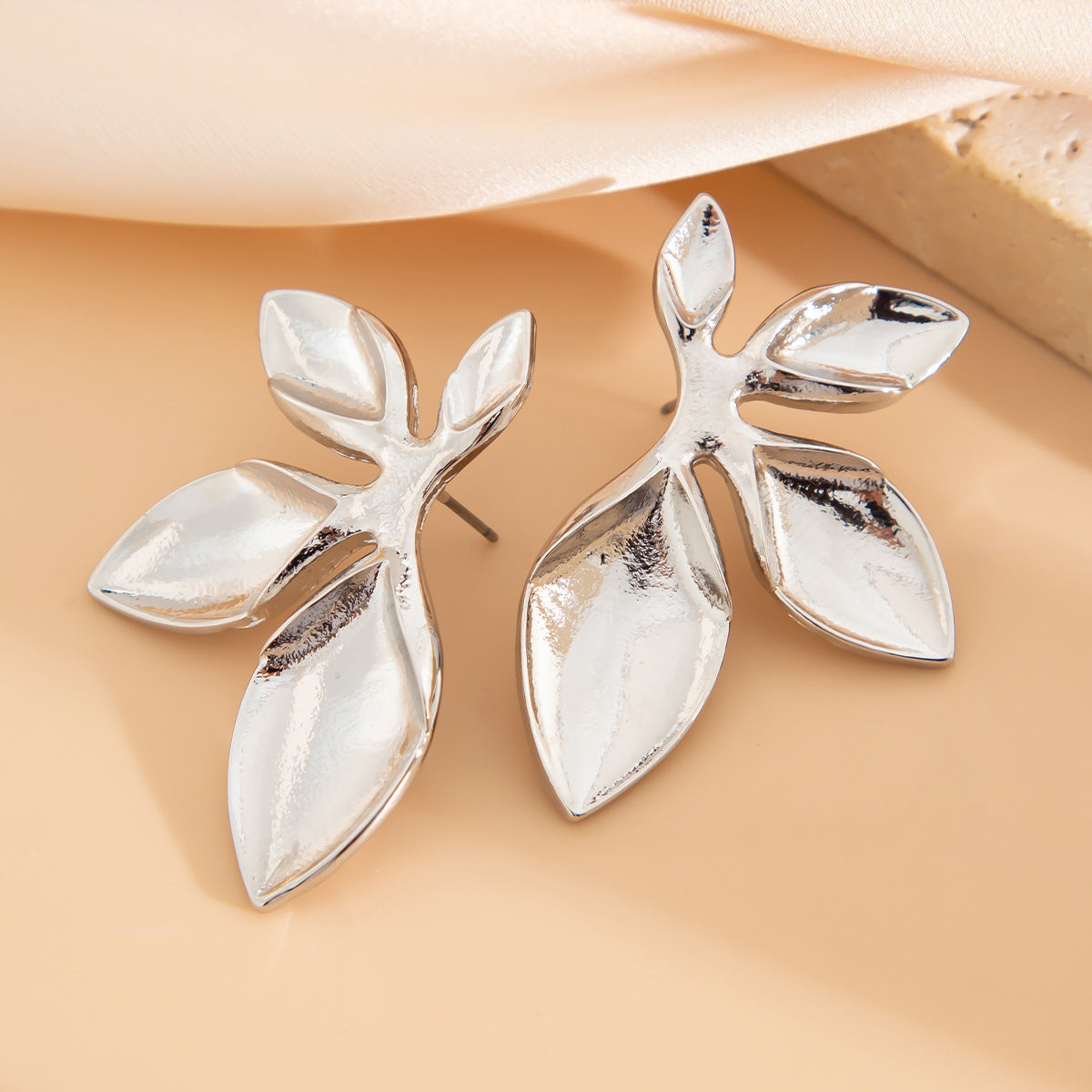 Silver Plated Leaf Shaped Studs