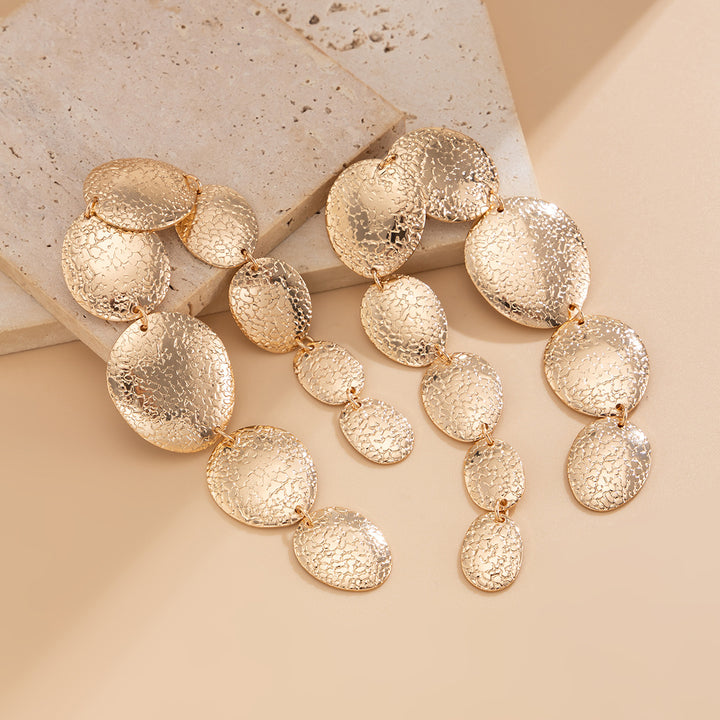 Gold Plated Oval Shaped Necklace and Earrings