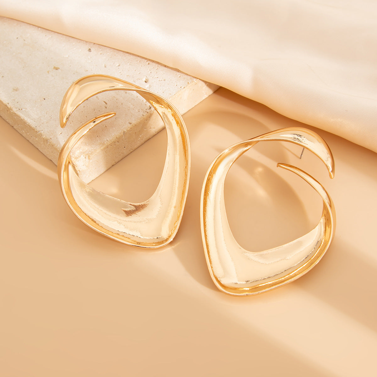 Gold Plated Contemporary Drop Earrings
